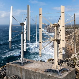 Générateur éolien à axe vertical haute efficacité 5 pales 50 kW 380 V, fort débit de vent, diamètre du rotor 5,8 m, hauteur 10 m, H-50 kW - Product Image 3