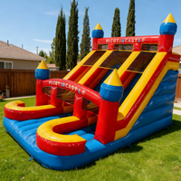 Tobogán Inflable Comercial Ecológico de PVC, Trampolín Rojo y Azul para Niños, Parque Infantil al Aire Libre, Fiesta de Cumpleaños