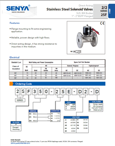 Válvula solenoide de irrigación agrícola SENYA, válvula solenoide de brida de acero inoxidable, válvula solenoide de alta presión de 24V - Product Image 4