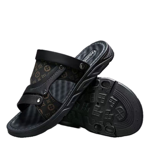 Sandales d'été décontractées pour hommes en cuir de vachette, à double usage, à plateforme, à bout ouvert, antidérapantes, respirantes, légères, chaussures de plage - Product Image 1