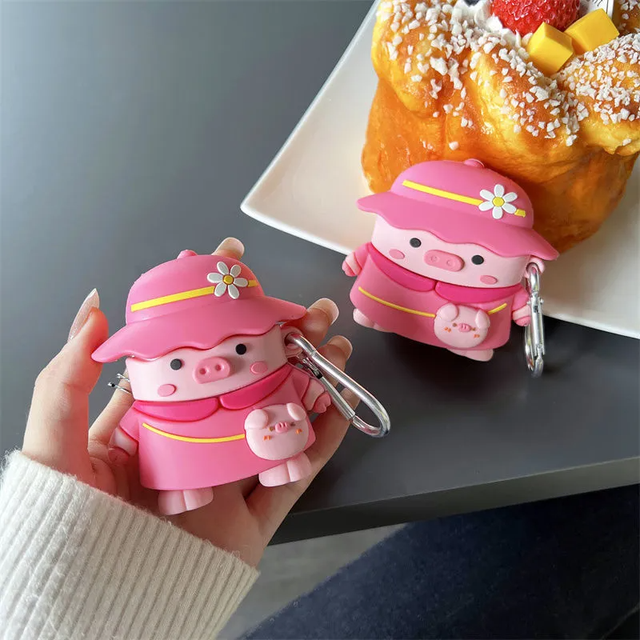 3D Lovely Pink Pig Headsets Cases Soft Silicone Case Cover for Airpods 1 2 3 for Air Pods Pro Case Carton