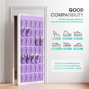 Over The Door <b>Shoe</b> Organizer 35 Pockets Breathable Mesh Purple Hanging Storage For <b>Shoes</b> With 4 Metal <b>Hooks</b> - Product Image 2