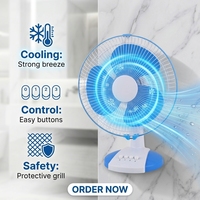Ventilateur électrique AC de 12 pouces à 3 vitesses, directement de l'usine, avec fonction oscillante, idéal pour l'extérieur, ventilateur de table