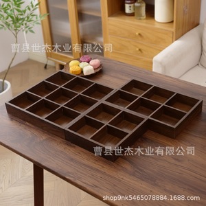 Wooden Nine Compartment <b>Tray</b> Square Multifunction <b>Storage</b> <b>Trays</b> For Candy Fruit Snacks Home Living Room Dried Fruit Platter - Product Image 3