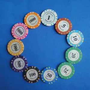 Luxury custom crown color clay poker chips 14g real clay material with metal core insert