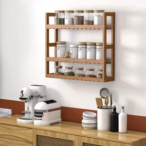 رف تخزين حائطي عصري من الخيزران صديق للبيئة بخمس طبقات منقوش بالليزر لغرفة المعيشة والمطبخ - Product Image 4