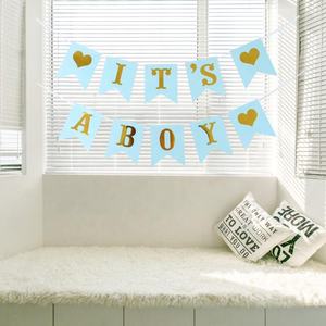 20X16cm Battesimo Baby Shower Ghirlanda Decorazione Di Compleanno Favori di Partito <span class=keywords><strong>È</strong></span> UNA Ragazza Ragazzo Ghirlanda di Carta Bunting Banner - Product Image 3