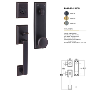 Serrure de porte double à ouverture complète en cuivre massif pour villa de luxe européenne, serrure de porte extérieure américaine en bois massif avec grande poignée - Product Image 1