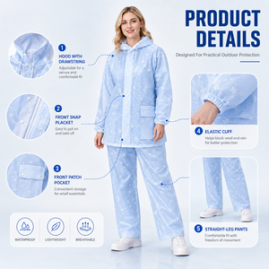 Conjunto de Impermeable y Pantalones de Lluvia de PVC para <span class=keywords><strong>Mujer</strong></span>, con Adhesivo Completo, Engrosado, Antitormenta, para Recolección de Té, Pesca, Turismo y Motociclismo - Product Image 3
