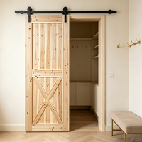 Porte coulissante intérieure en pin massif de style campagnard, nouvelle porte coulissante chinoise sans revêtement chimique