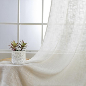 Cortinas Translúcidas de <span class=keywords><strong>Lino</strong></span> y Algodón Blanco, <span class=keywords><strong>Tela</strong></span> Voile de Palma Sólida, Nuevo Material, para Sala de Estar, Dormitorio y Hogar - Product Image 5