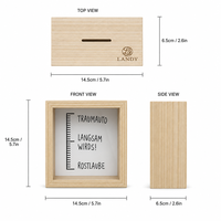 Boîte en bois 3D de luxe avec logo personnalisé, pot à épargne creux de 5 cm de profondeur, fond amovible, impression UV, cadeau photographique, marque Landy