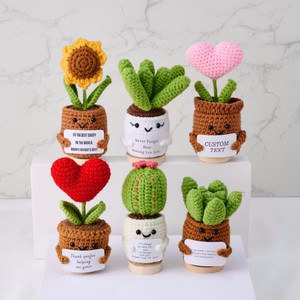 Articles décoratifs de Noël au crochet personnalisables en gros pour la décoration de bureau, plantes de <span class=keywords><strong>cactus</strong></span> en pot - Product Image 6