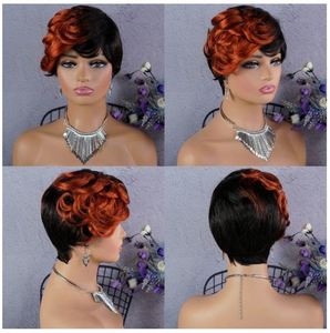 Perruques courtes en cheveux humains de type pixie, perruques courtes de type bob pour femmes noires, fabriquées à la machine, couleur naturelle, perruques sans colle pas chères en cheveux humains - Product Image 2