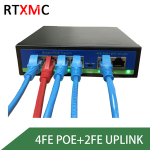 Conmutador Poe estándar 5 puertos 4 + <span class=keywords><strong>2</strong></span> 10/100Mbps Seguridad 48V Múltiples puertos 6 puertos Alimentación a través de Ethernet Cámara IP activa Seguridad CCTV - Product Image 2
