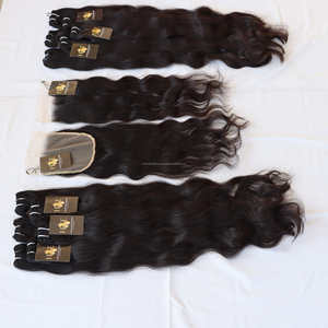 Tissage en lot brésilien naturel Remy, cheveux vierges bruts, non traités, avec Closure suisse HD - Product Image 2