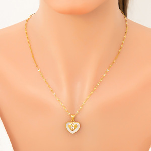 Collar con colgante de diamante en forma de corazón, chapado en oro de 18 quilates, con engaste pavé, para regalo, joyería de moda. - Product Image 4