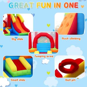 Château gonflable OEM Playwork avec barre transversale, grande zone de saut, petit toboggan, grand jeu de fléchettes, mur d'escalade, installation facile - Product Image 4