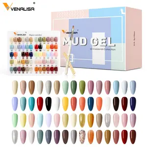 Venalisa Kit Pemoles Gel Krim, Keluaran Baru 60 Warna Set Cat Kuku Gel 5Ml Cat Kuku Gel Lumpur