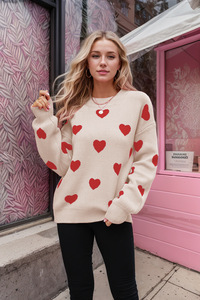 Wholesale <strong>Valentine</strong> Day Love Heart Fancy Pullover Women's Graphic Knit Sweater Loose Sweater <strong>Jumper</strong> for Ladies - Product Image 2