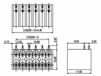 AOSI Bornier de raccordement femelle 3,5 mm FPH1.5-XX-350-24R à ressort double couche enfichable pour PCB 11-20 AWG 24A Cuivre 2 pôles simple