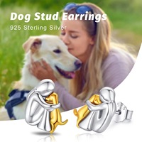 SPJ Factory Direct OEM ODM Ensemble de bijoux de luxe en argent S925 avec CZ, motif fille et chien enlacés en 3D, collier, boucles d'oreilles et bracelets, pour les amoureux des animaux