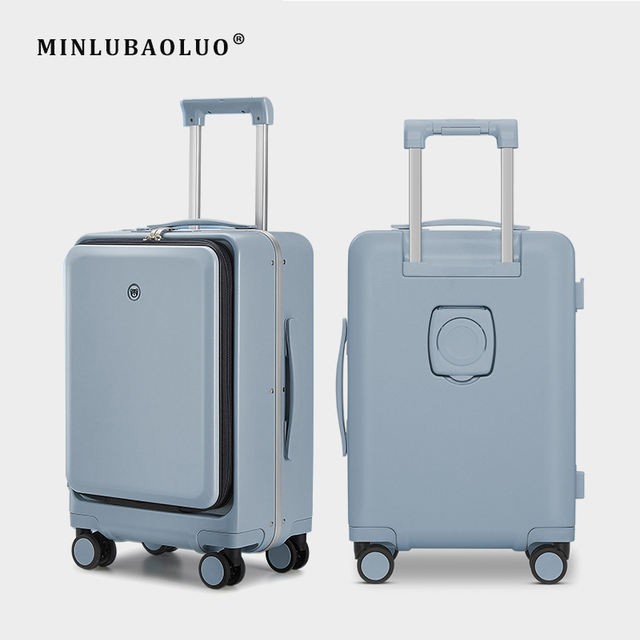 Wholesale Price Polycarbonate Luggage Luxury Travel Carry on Luggage Front Open Aluminum Frame 18 20 24 Inch Suitcase