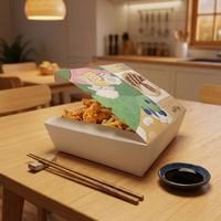 Boîte d'emballage en papier kraft avec laminage mat pour poulet frit et sushis de luxe de qualité alimentaire, vente en gros