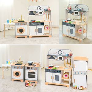 Ensemble de jeu d'imitation de cuisine en bois pour enfants : réfrigérateur, four, machine à laver, accessoires de cuisine pour tout-petits - Product Image 5