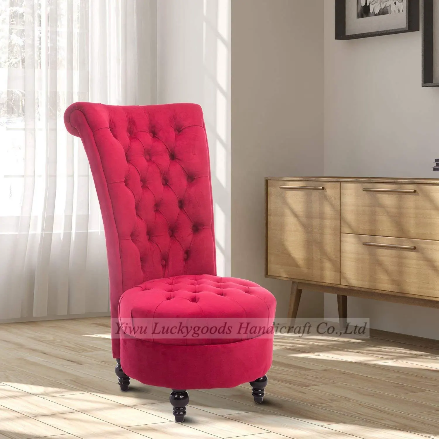 SF210826-1 Luckygoods Pink Velvet High Back Makeup Chair For Living Room Furniture Hot Sale