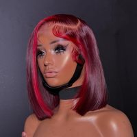 Perruque Bob en cheveux humains, perruques Lace Front pour femmes noires, Lace Frontale transparente, Bob droit pré-épilé, 100% cheveux humains