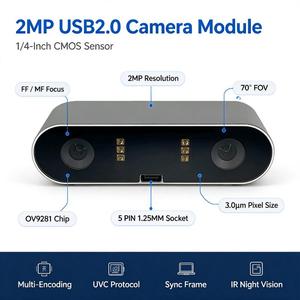 2MP Global Shutter USB-Kameramodul 1080P OV9281 1/4 Zoll CMOS-Sensor YUY2 MJPEG 96*26*24mm Industrielle Fotografie - Product Image 1