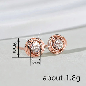 Piccoli orecchini rotondi scintillanti per donna, semplici orecchini a lobo, gioielli alla moda per tutti i giorni - Product Image 4