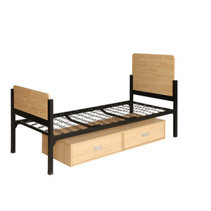 Factory Sales Metal Single <b>Bed</b> <b>Frame</b> Sheet Wrought Iron <b>Bed</b> Steel Single <b>Beds</b> for Construction Site Worker Staff Dormitory - Product Image 2