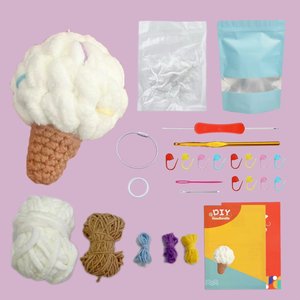 Haak Pop Materiaal Kit Voor Ijs-Vormige Sleutelhanger Materialen En Levert Schattige Dieren Handgemaakte Kit Breien Ambachtelijke Kit - Product Image 1