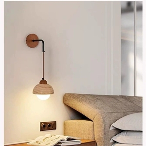 Lámpara de Pared Moderna Retro de Travertino Amarillo, Aplique de Pared Pequeño Decorativo Redondo, Luz Cálida para Cafetería, Hotel, Pasillo - Product Image 6