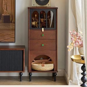 Mueble Auxiliar Retro Francés para Sala de Estar, Mueble de Almacenamiento con Acabado en Madera de Pino, Estante para Sofá - Product Image 5
