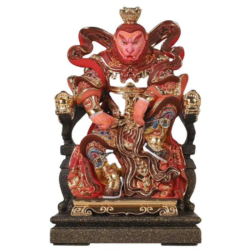 Monkey King Standbeeld Qi Tian Da Sheng Boeddha 16 Inch Houten Standbeeld Taoïstische Feng Shui Decoratieve Standbeeld