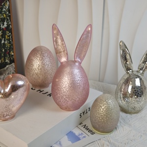بيضة زجاجية بإضاءة LED بلون الزئبق الوردي مع مؤقت للبيع بالجملة، زينة عيد الفصح العصرية، زينة بأذني أرنب لعيد الفصح، ديكور الربيع - Product Image 5