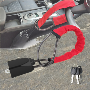 Verrou antivol pour volant de voiture avec câble en acier rétractable, 3 clés, verrou de boucle de ceinture de sécurité - Product Image 2