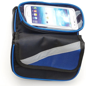 Touchscreen Saddle Bag For <b>Bicycle</b> Front <b>Frame</b> With Phone Pocket Red Blue Black Polyester Material - Product Image 3