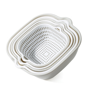 <span class=keywords><strong>Amoy</strong></span> Ensemble de six pièces pour la cuisine domestique Panier à fruits et légumes à double épaisseur pour le lavage et le drainage Salon - Product Image 1