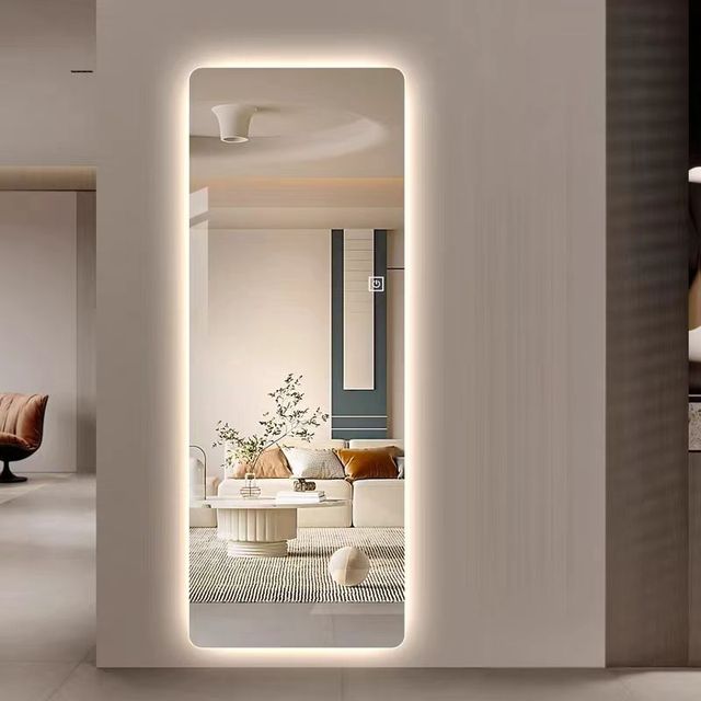 Backlit LED Full Length Mirror Anti-Explosion Smart Light Wall Mirror for Hotel Bathroom Yoga Studio and Apartment Custom Sizes