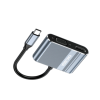 KAKUSIGA Adaptor Multiport 4-in-1 untuk Presentasi Kantor, Rapat & Perjalanan, HDTV 4K + VGA + PD30W + USB 3.0