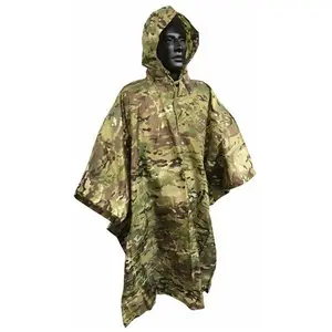 Oem ngụy trang tùy chỉnh người lớn Mưa Poncho tái sử dụng khẩn cấp Polyester Poncho áo mưa ngoài trời mưa cape