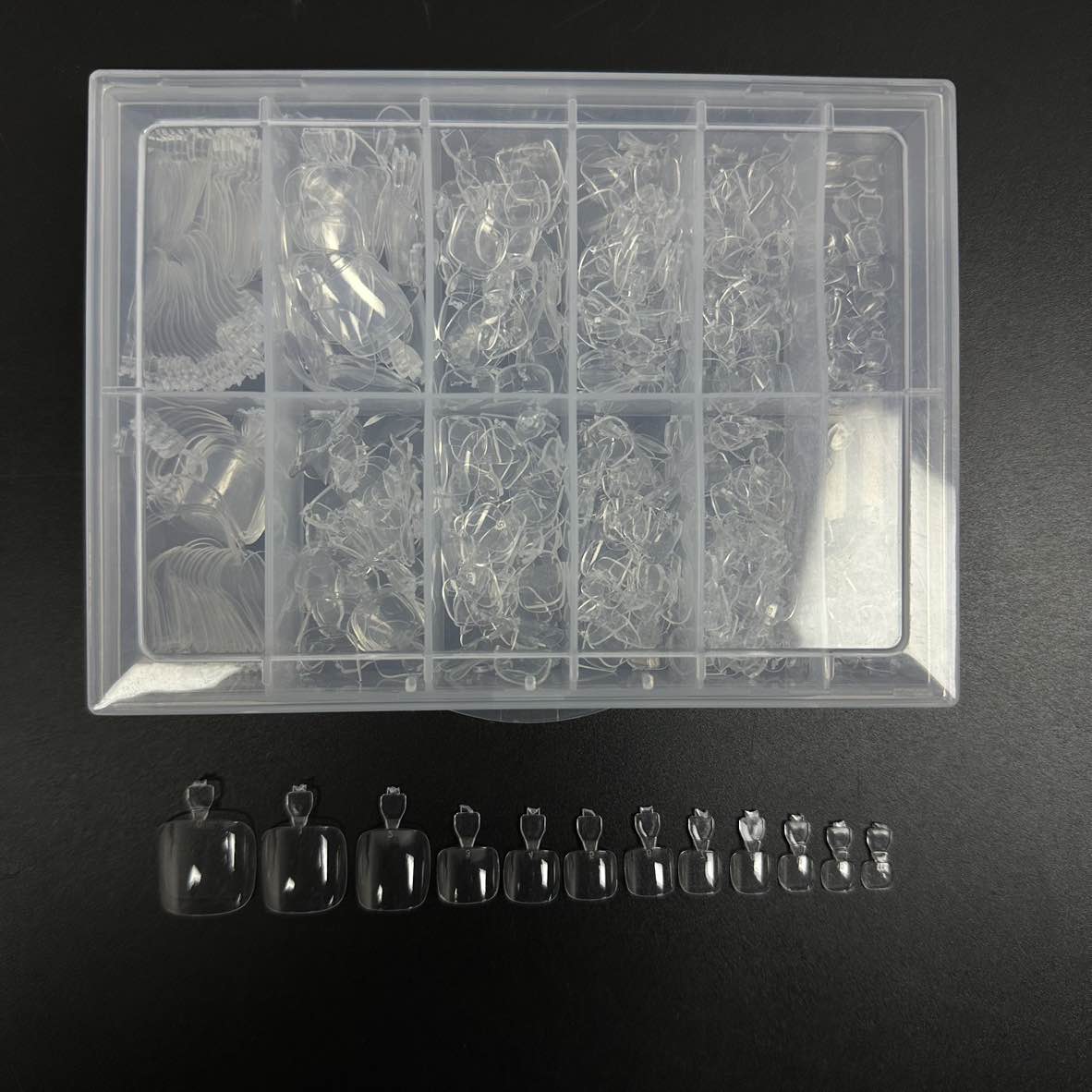 500pcs clair PP boîte