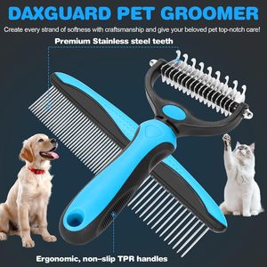 Elecpet Pet Grooming <b>Brush</b> Comb 2in 1 Set Dual-Sided Professional Deshedding <b>Brush</b> for Removing Tangles and Knots for Cat Dog - Product Image 5