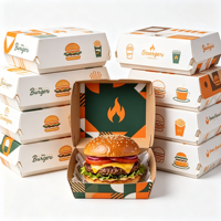 Boîte à hamburger pliable écologique et résistante en papier kraft avec impression UV et logo personnalisé pour emballage de restauration rapide à emporter