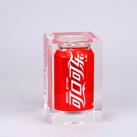 Vente en gros Écologique Clair Poli Acrylique Cube Vitrine Solide Acrylique Bloc avec Sérigraphie Logo Forme Carrée