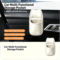 Pochette de rangement pour porte de voiture, porte-gobelet multifonctionnel en cuir pour bouteille d'eau et téléphone, fixation par bande magique, ajustement universel